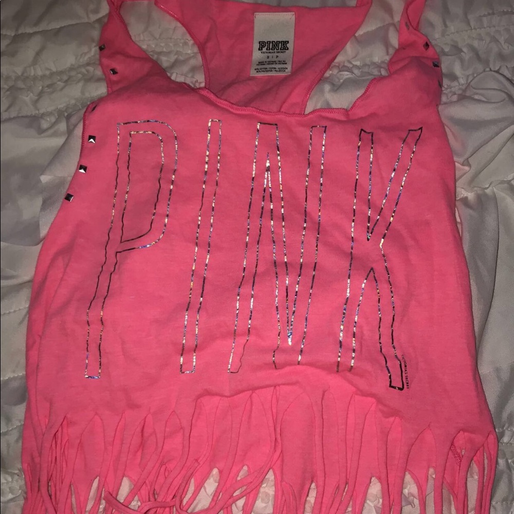 🌻PINK Victoria’s Secret Fringe Crop Top